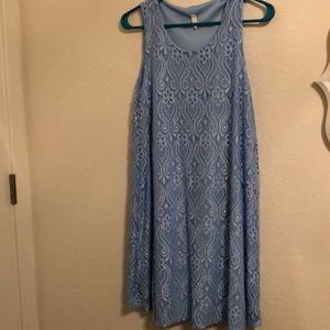 Blue Lace Maternity Tank Sheath Dress by PinkBlush